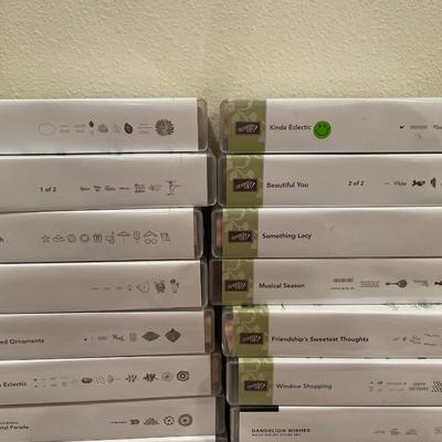 30 boxes of wood Stampin up stamps
