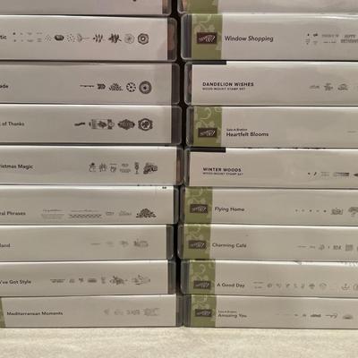 30 boxes of wood Stampin up stamps