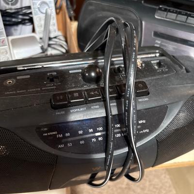 3 boomboxes & telephones