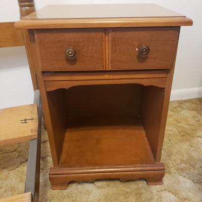 Carved Wooden Double Bed Frame and Two Night Stands (B1-KD)