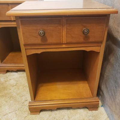 Carved Wooden Double Bed Frame and Two Night Stands (B1-KD)