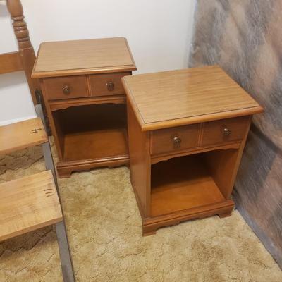 Carved Wooden Double Bed Frame and Two Night Stands (B1-KD)