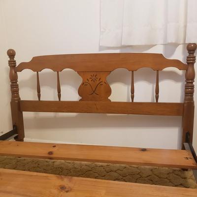 Carved Wooden Double Bed Frame and Two Night Stands (B1-KD)