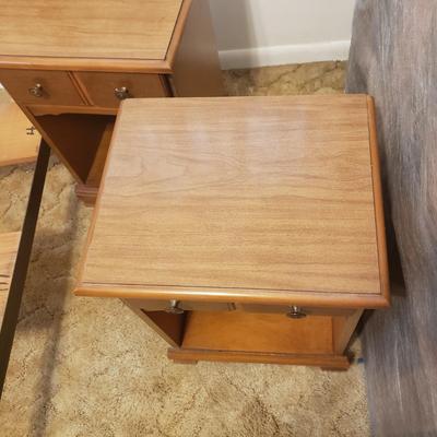 Carved Wooden Double Bed Frame and Two Night Stands (B1-KD)