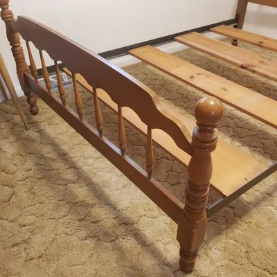 Carved Wooden Double Bed Frame and Two Night Stands (B1-KD)