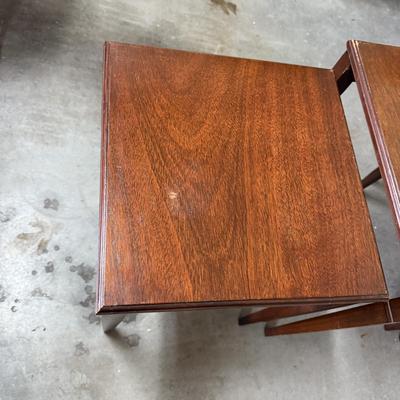 Wooden Nesting Tables w/ Leather Top (G-BM)
