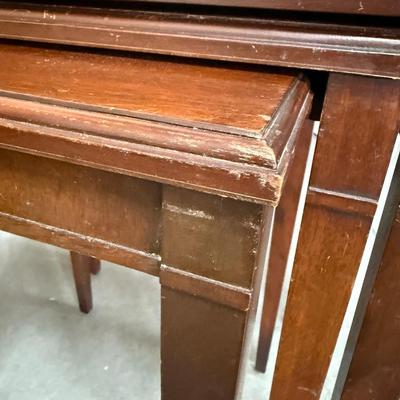 Wooden Nesting Tables w/ Leather Top (G-BM)