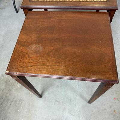 Wooden Nesting Tables w/ Leather Top (G-BM)