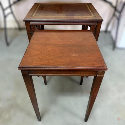 Wooden Nesting Tables w/ Leather Top (G-BM)