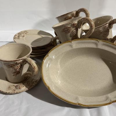 Coffee Mugs/Saucers, serving bowl