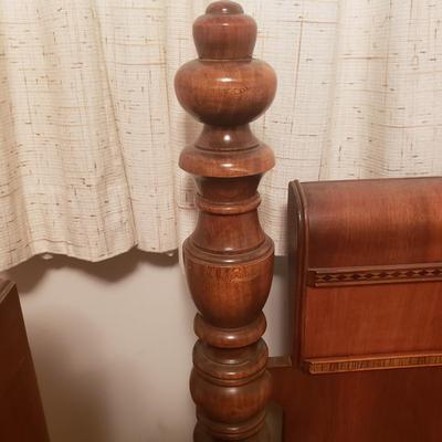 Vintage Waterfall Double Bed Frame and Matching Dresser (B2-KD)