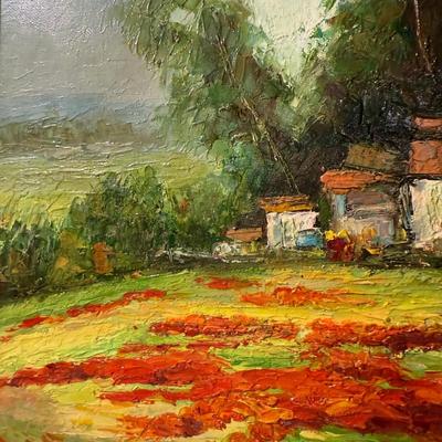 Impressionist Style Poppy-field Oil Painting (P-BM)