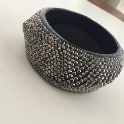 Black statement rhinestone bracelet