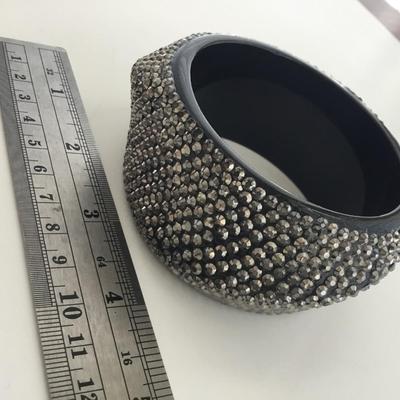 Black statement rhinestone bracelet