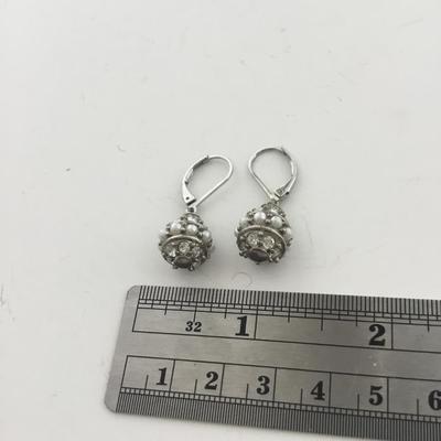 Silver tone dangle earrings