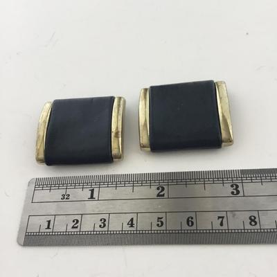 Gold tone black vintage clip on shoe clips