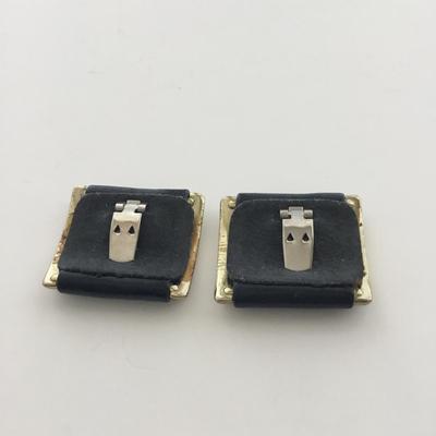 Gold tone black vintage clip on shoe clips