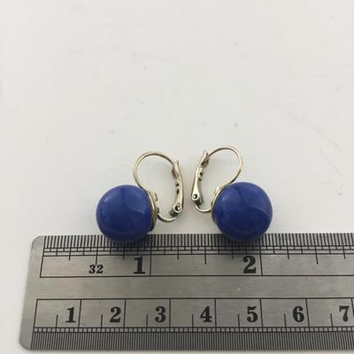 Blue gold tone unmarked earrings