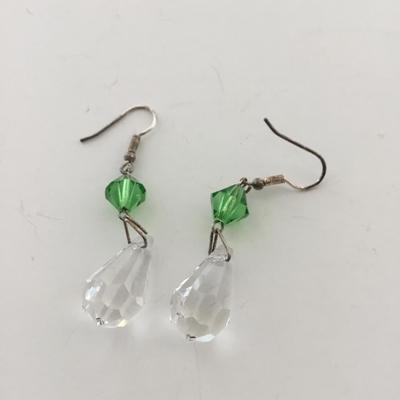 Faux crystal beaded dangle earrings