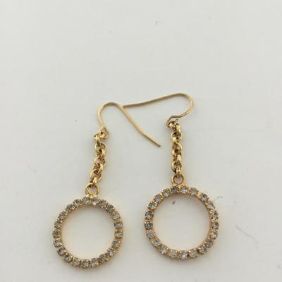 Gold tone dangle rhinestone earrings