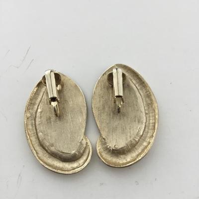 Gold tone black vintage clip on earrings