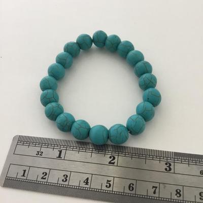 Blue howlite type beaded stretchy bracelet