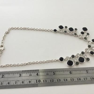 Silver tone black fashion necklace
