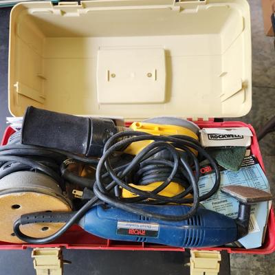 Tool Box with Sanders Ryobi DS-1000, DeWalt D26453, Porter Cable 333 5" Random Orbit Sander Tested