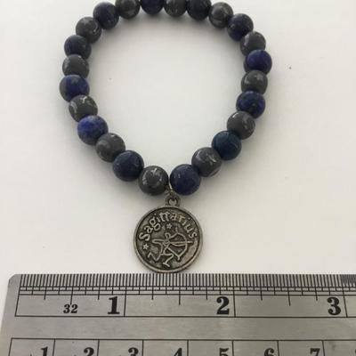Zodiac sign charm heavy beaded stretchy bracelet