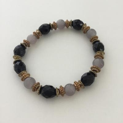 Black and clear like beaded stretchy bracelet