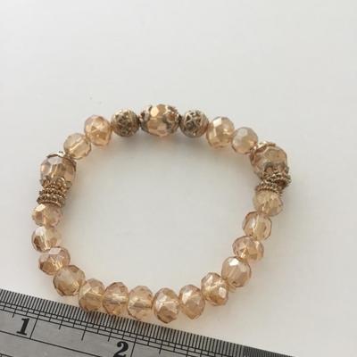 Beautiful champagne color beaded stretchy bracelet