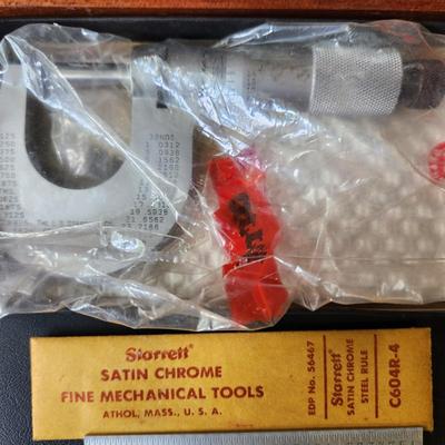Starrett Measuring Ruler & Tools Pocket Scriber, Satin Chrome Rule C604R -1 2 3 4, Micrometer 238XRL