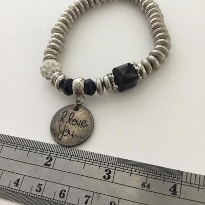 I love you charm beaded stretchy bracelet