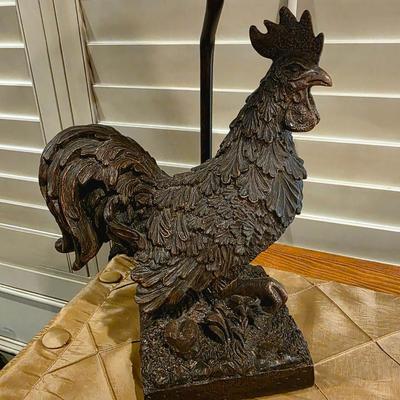 Sale Photo Thumbnail #27: Tabletop resin Rooster lamp. 
28"H