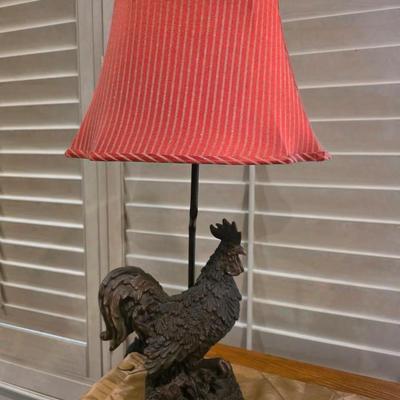 Sale Photo Thumbnail #26: Tabletop resin Rooster lamp. 
28"H