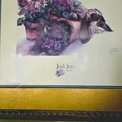 Sale Photo Thumbnail #44: Floral upholstery manual recliner with 1 framed print by Jodi Jensen. 

Frame size 33"