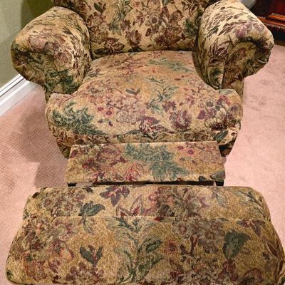 Sale Photo Thumbnail #42: Floral upholstery manual recliner with 1 framed print by Jodi Jensen. 

Frame size 33"