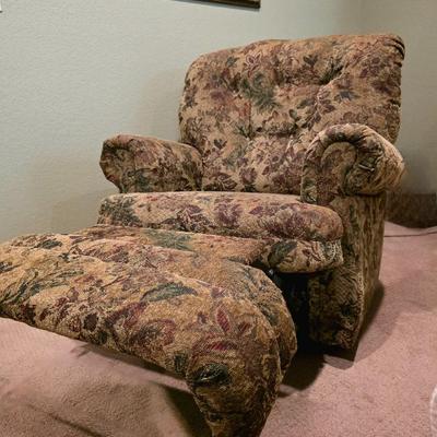 Sale Photo Thumbnail #41: Floral upholstery manual recliner with 1 framed print by Jodi Jensen. 

Frame size 33"