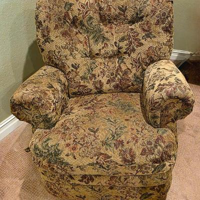 Sale Photo Thumbnail #39: Floral upholstery manual recliner with 1 framed print by Jodi Jensen. 

Frame size 33"