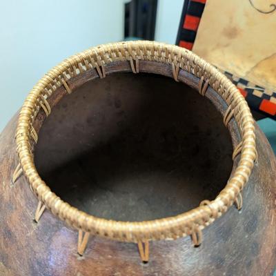 Sale Photo Thumbnail #34: Vase good condition.  Rooster plate has a small chip.
