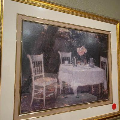 Sale Photo Thumbnail #50: Framed Tea time print.  
Frame size. 39.5"× 34"