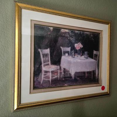 Sale Photo Thumbnail #49: Framed Tea time print.  
Frame size. 39.5"× 34"