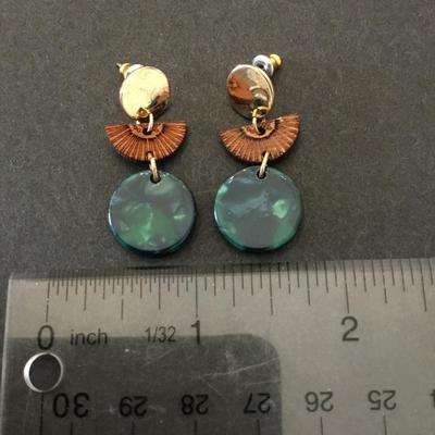 Cute acrylic, gold toned dangle, earrings