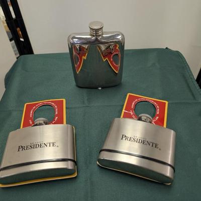 Sale Photo Thumbnail #72: One is vintage.  2 are new Presidente flasks.