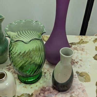 Sale Photo Thumbnail #94: Pewter cup, coasters, vases.