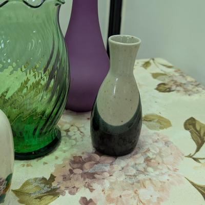 Sale Photo Thumbnail #93: Pewter cup, coasters, vases.