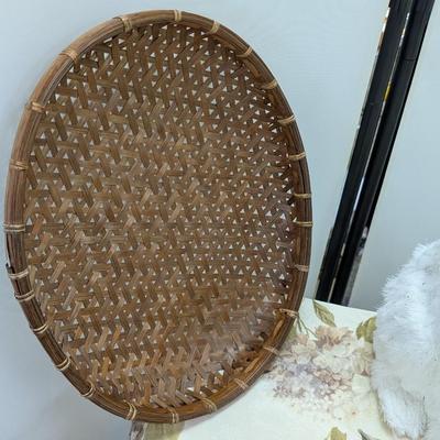 Sale Photo Thumbnail #96: Misc. rabbit decor with wicker plate.