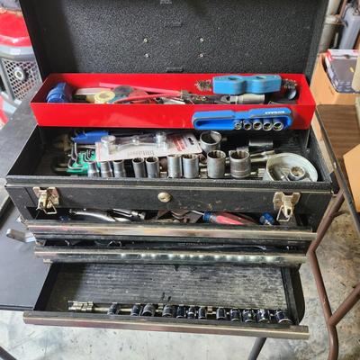 Tool box Loaded with Tools as Pictured Sockets , Vise Grips Channelocks
