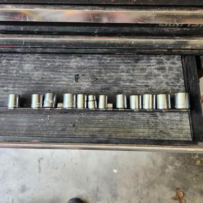 Tool box Loaded with Tools as Pictured Sockets , Vise Grips Channelocks