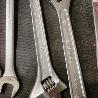 Large lot of Oversize Adjustable Wrenches 18" 24" Pittsburgh Stanley Crescent 15", Jensen , Master Mechanic,